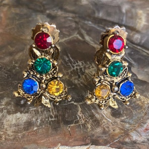 Vintage Hollycraft-clipoorbellen kerstboom strass