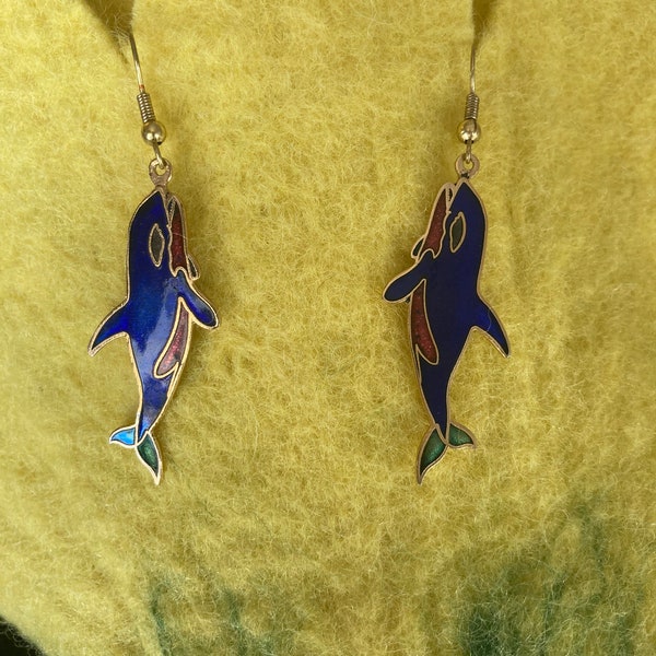 Vintage - Whale Enamel Earrings