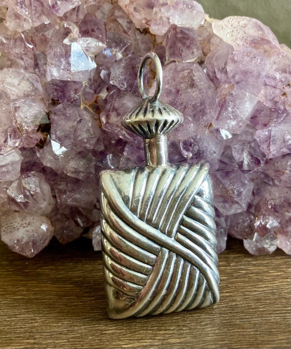 Vintage - Sterling Perfume Bottle Pendant - image 3