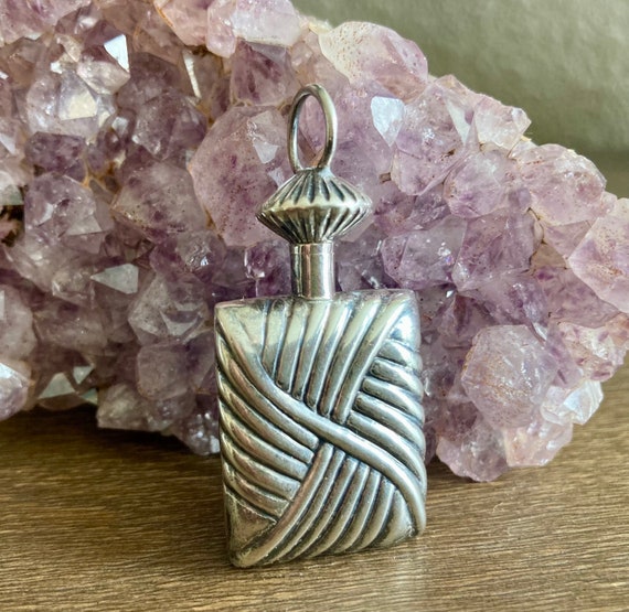 Vintage - Sterling Perfume Bottle Pendant - image 2