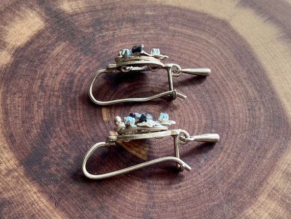 Vintage - Sterling Silver Earrings with Dainty Bi… - image 6