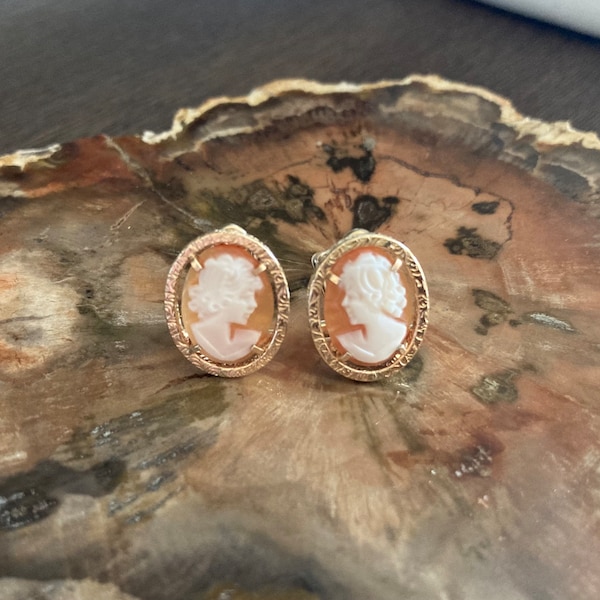 Vintage - Krementz Gold Filled Cameo Earrings * Birthday Gift*