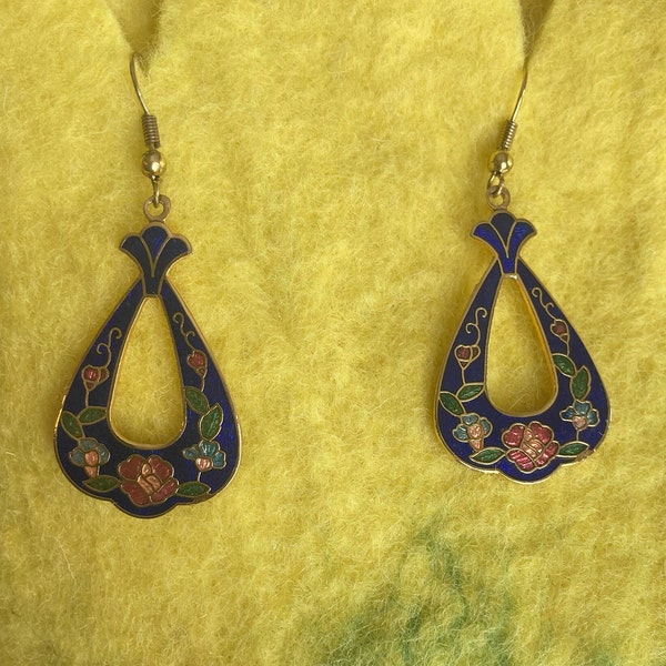 Vintage - Floral Enamel Earrings