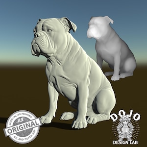 3D STL File for Bulldog - Detailed Relief Dog Model for CNC, 3D Printing & Laser Engraving_1
