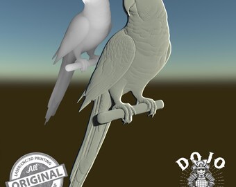 3D STL File for Parrot - Detailed Relief Bird Model for CNC, 3D Printing & Laser Engraving_0