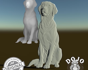 3D STL File for Golden Retriever - Detailed Relief Dog Model for CNC, 3D Printing & Laser Engraving_3
