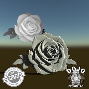 3D STL File for Rose - Detailed Relief Flower Model for CNC, 3D Printing & Laser Engraving_1