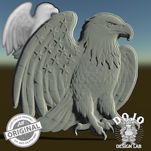 3D STL File for Patriotic Eagle - Perfect Relief for CNC, 3D Printing & Laser Engraving_0