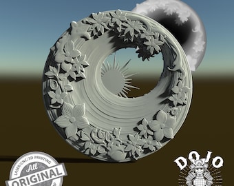 3D STL File for Boho Wave and Sun Relief - Detailed Model for CNC, 3D Printing & Laser Engraving_0