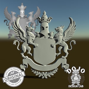 3D STL File for Coat of Arms - Detailed Relief Heraldic Model for CNC, 3D Printing & Laser Engraving_1