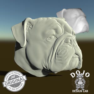 3D STL File for Bulldog - Detailed Relief Dog Model for CNC, 3D Printing & Laser Engraving_2