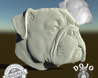3D STL File for Bulldog - Detailed Relief Dog Model for CNC, 3D Printing & Laser Engraving_2