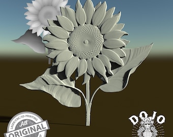 3D STL Datei für Sonnenblume - Detailliertes Relief Blumenmodell für CNC, 3D Druck & Lasergravur_1