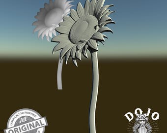 3D STL Datei für Sonnenblume - Detailliertes Relief Blumenmodell für CNC, 3D Druck & Lasergravur_0