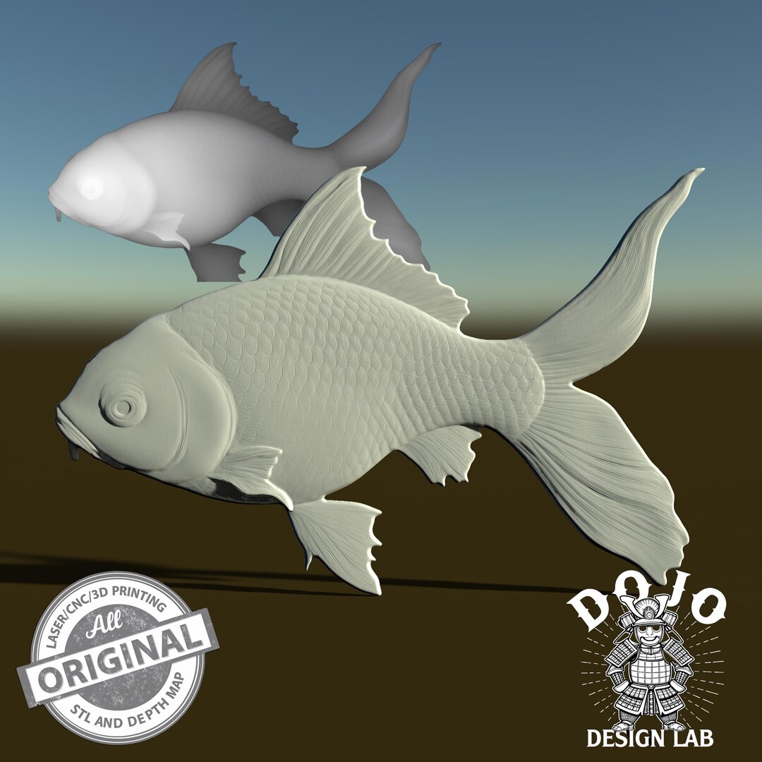 3D STL File for Goldfish - Detailed Relief Fish Model for CNC, 3D ...