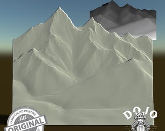 3D STL File for Mountains - Detailed Relief Mountain Range Model for CNC, 3D Printing & Laser Engraving_1