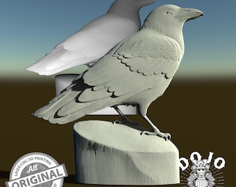 3D STL File for Crow Relief - Detailed Model for CNC, 3D Printing & Laser Engraving_0
