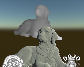 3D STL File for Golden Retriever - Detailed Relief Dog Model for CNC, 3D Printing & Laser Engraving_4