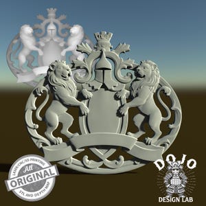 3D STL File for Coat of Arms - Detailed Relief Heraldic Model for CNC, 3D Printing & Laser Engraving_0