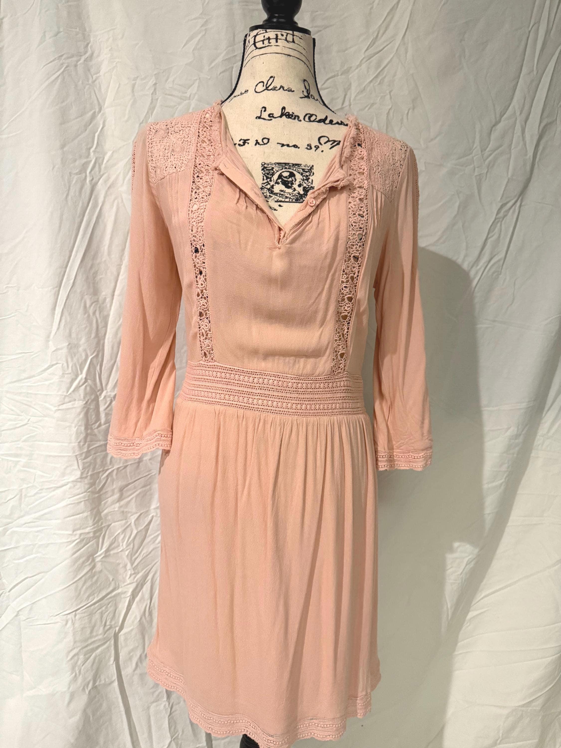 Anthropologie Heartloom Dusty Rose Crocheted Detail and Open Back Dress -  Etsy