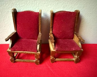 Vintage Pair of Miniature Victorian Chair Doll House Furniture