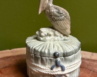 Vintage Ceramic Pelican Trinket Box