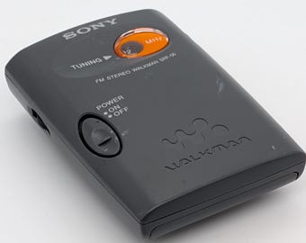 Vintage Sony SRF-56 FM Stereo Walkman Portable Pocket Radio Black 1990s Retro Tech
