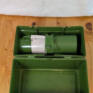 Vintage Avocado Green Thermos Lunch Box with Matching Drink Container