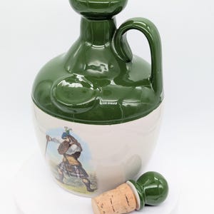 Vintage Montrose Potteries Scotland Whiskey Decanter | Scottish Clan MacLachlan & MacDonald Stoneware Jug | 1960s-1970s Barware