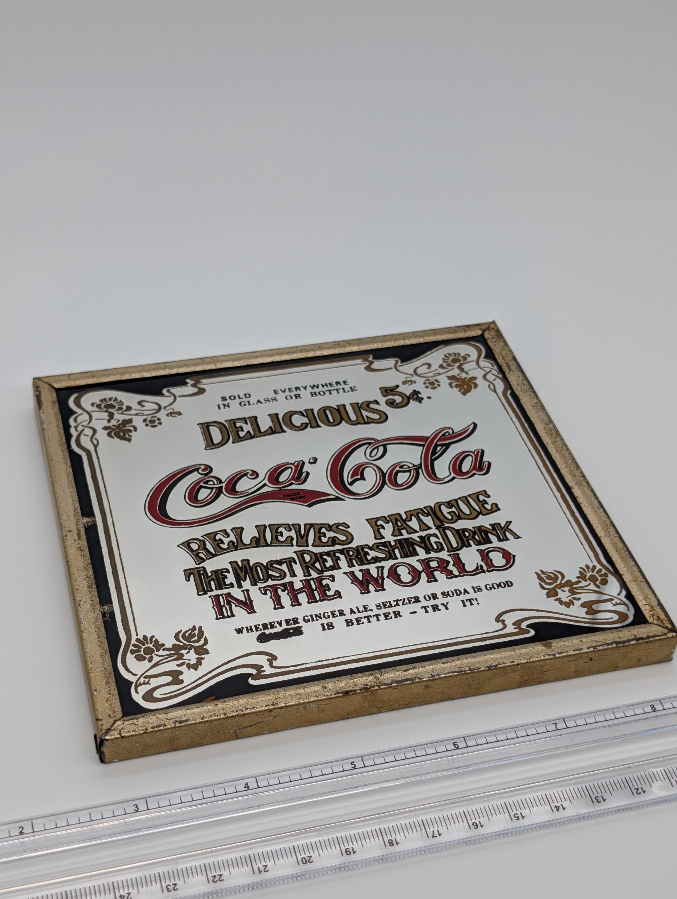 Vintage Coca-cola Advertising Mirror Relieves Fatigue Most