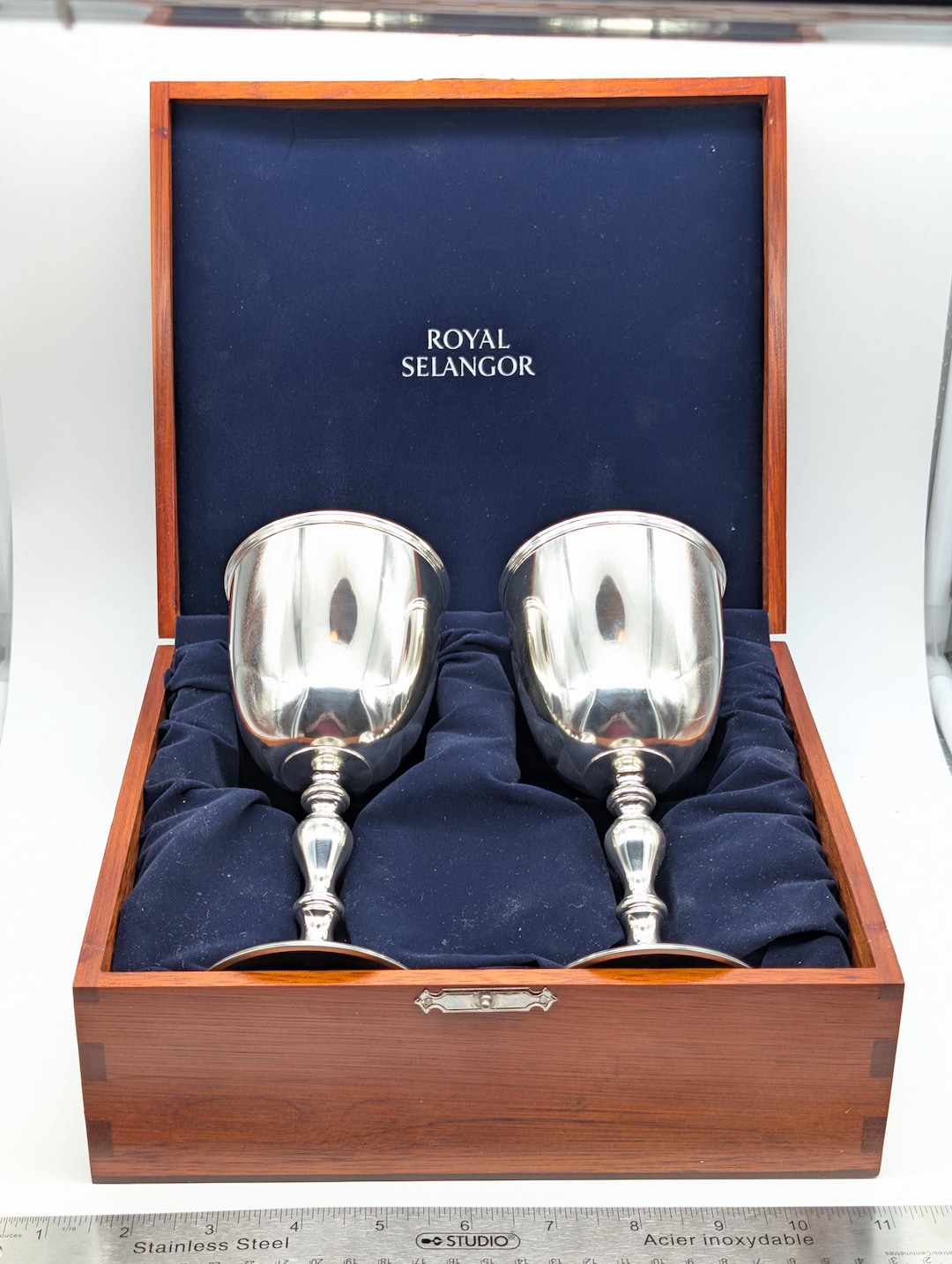 Royal Selangor Pewter Wine Goblets Set of 2 - Vintage Boxed