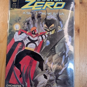 May include: A comic book titled "Doctor Zero 5" with a vibrant cover illustration. The artwork features a costumed hero and a menacing figure. The comic is from December 1988 and published by Epic Comics.