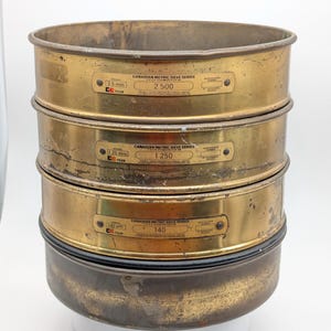 Vintage C.E. Tyler Brass Sieve Set | Industrial Decor Stack | Made in Canada Lab Equipment | Steampunk 1960s Gold-Toned Metal