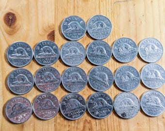1947年カナダ5セント硬貨ジョージ6世メープルリーフスターカナディアン