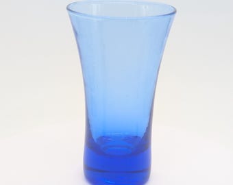 Vintage Blue Hourglass Juice Glass | Tapered MCM Stemless Wine Glass | Mediterranean Blue Barware | Single Replacement Glass