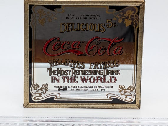 Vintage Coca-cola Advertising Mirror Relieves Fatigue Most
