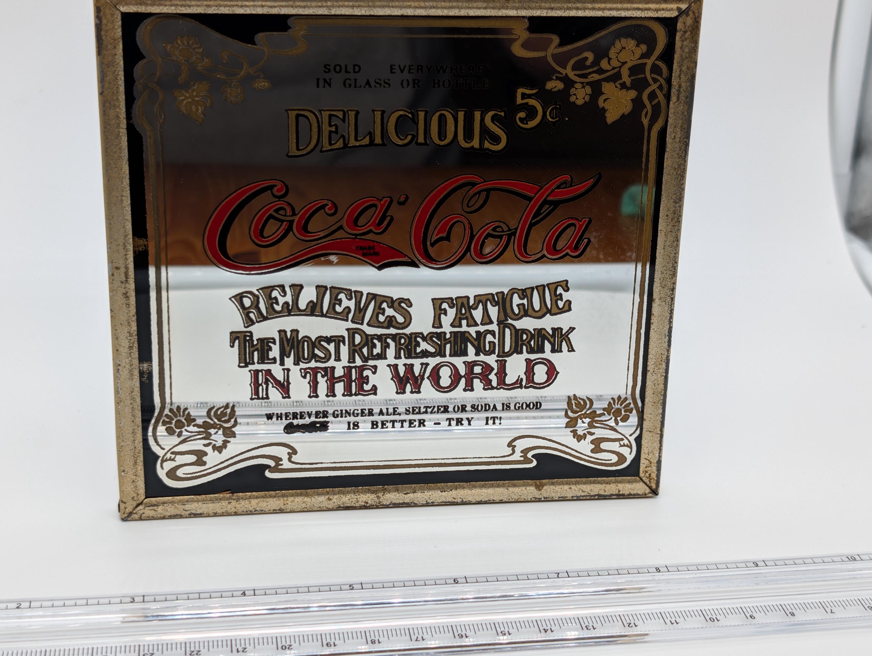 Vintage Coca-cola Advertising Mirror Relieves Fatigue Most