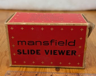 Visor de diapositivas portátil Mansfield vintage de Argus Cameras (caja original)