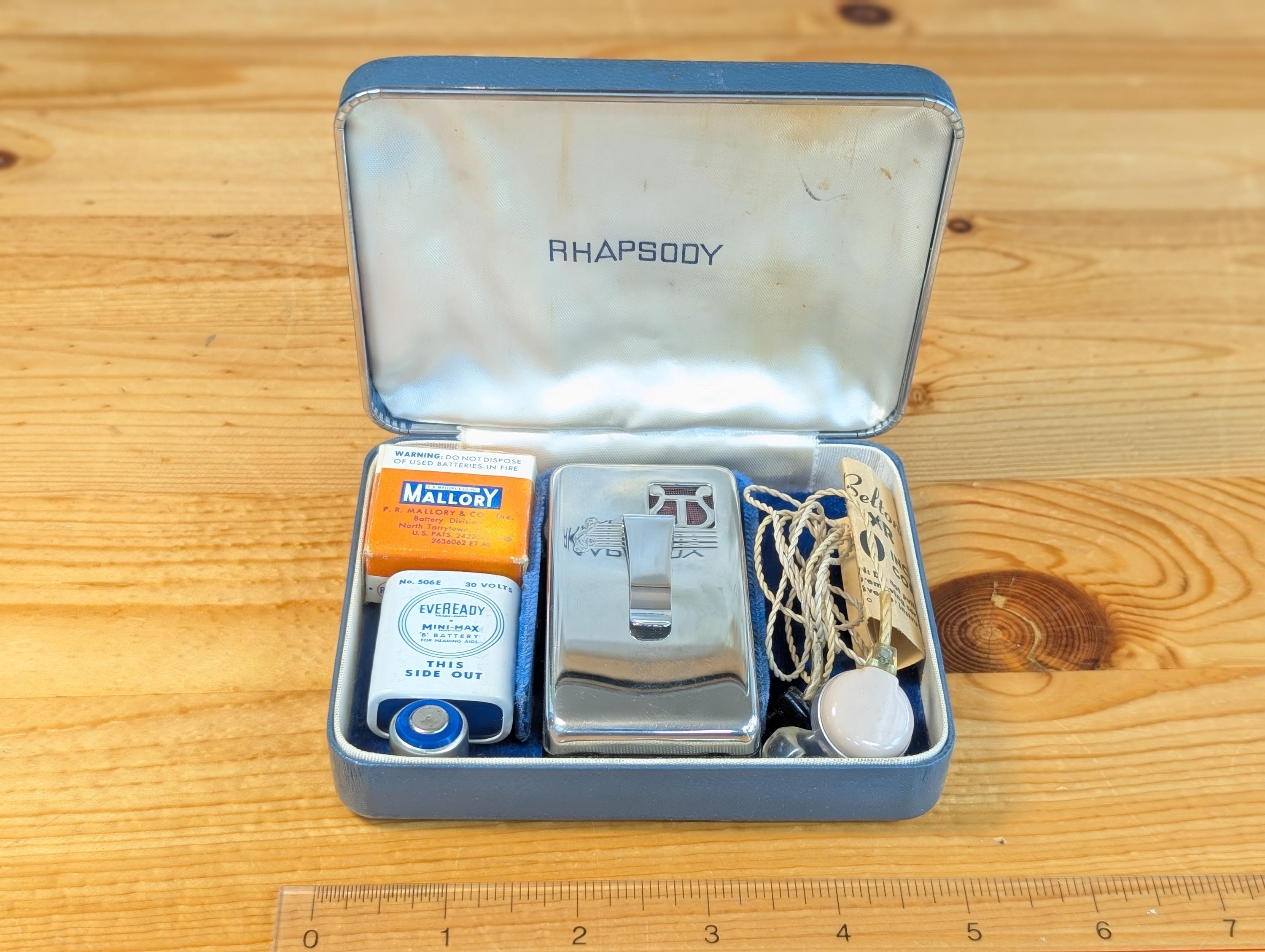 ビンテージ Beltone Monopac 真空管補聴器 1940年代 付属品と電池
