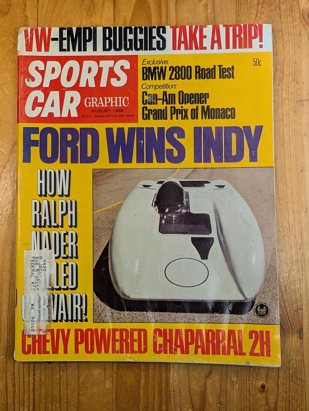 Vintage August 1969 Sports Car Graphic Magazine: Ford Wins Indy - Etsy