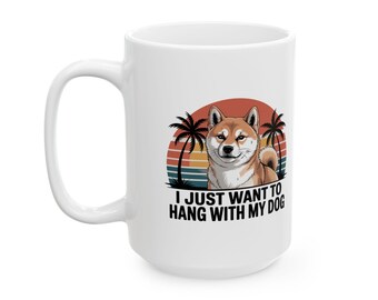 Shiba Inu Tasse: Sonnenuntergang Strand Kaffeetasse - Geschenk für Hundeliebhaber