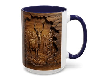 Rustikale Hirschwaldszene Tasse: Cabin Decor, Geschenk für Naturliebhaber