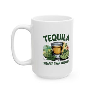 Tequila Therapy Coffee Mug: Funny Margarita Cup with Lime