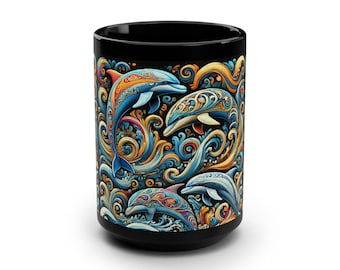 Ocean Delphin Art Kaffeetasse - wunderliches Sea Life Design (11oz oder 15oz)