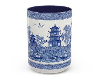 Blue Willow China Mug: Vintage-Inspired Ceramic Tea Cup