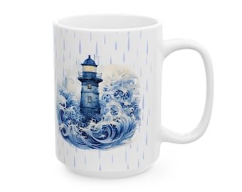 Lighthouse Coffee Mug: Nautical Ocean Theme Tea Cup