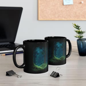 Taza Mystic Woods impresa en 3D (11/15 oz) / Cerámica sin BPA, diseño de bosque imagen 2