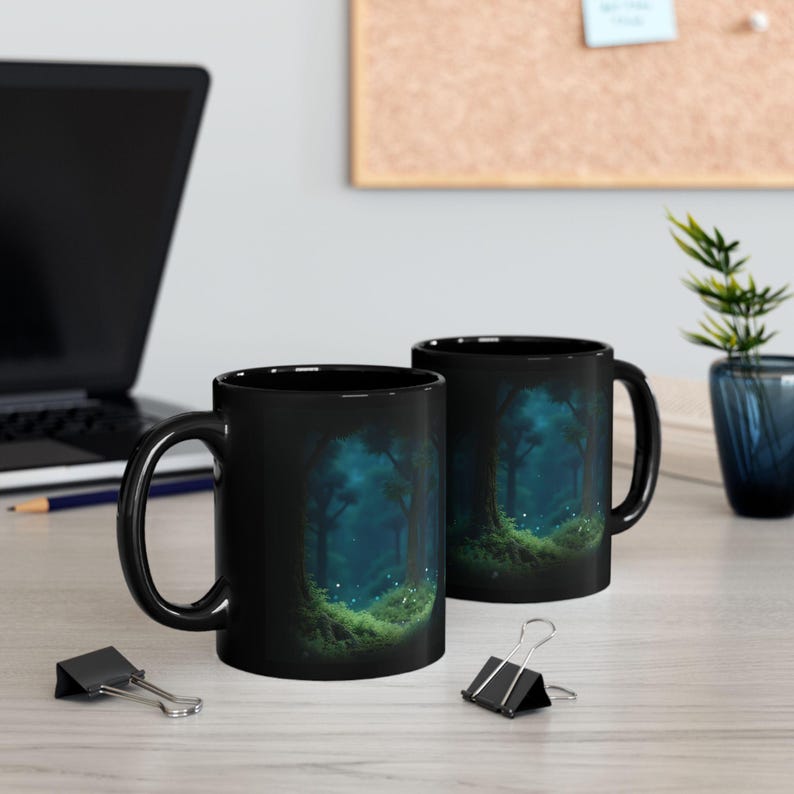 Taza Mystic Woods impresa en 3D (11/15 oz) / Cerámica sin BPA, diseño de bosque imagen 2