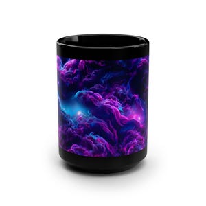 Kubek Celestial Galaxy: 15 uncji czarnej ceramiki, wzór kosmiczny