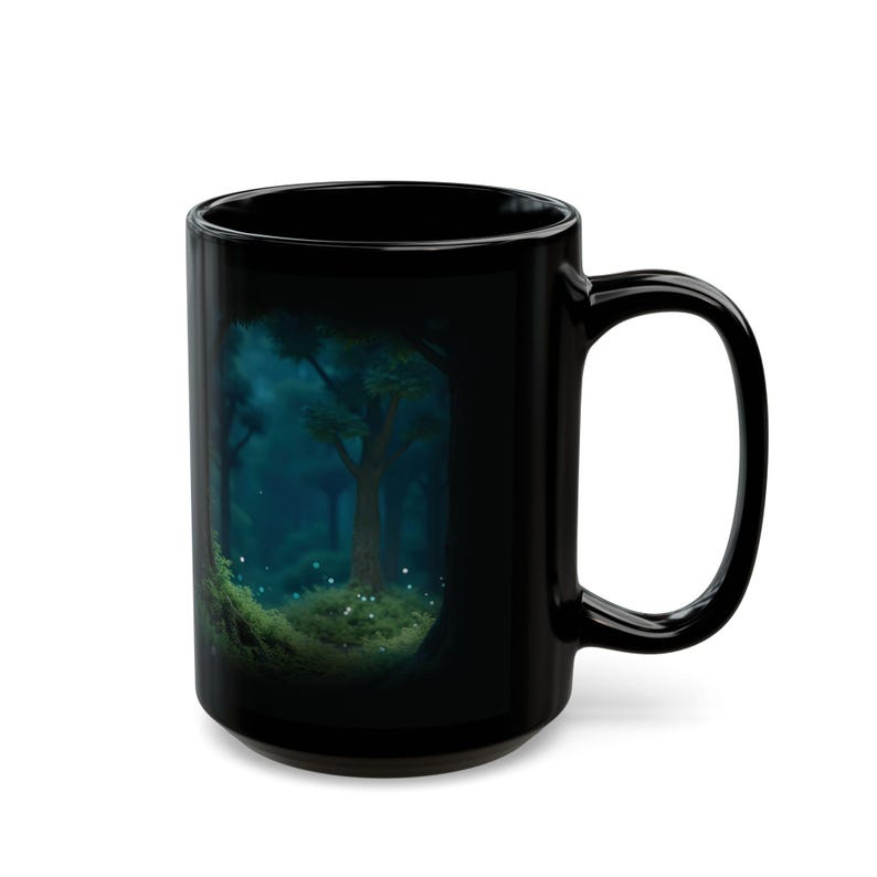 Taza Mystic Woods impresa en 3D (11/15 oz) / Cerámica sin BPA, diseño de bosque imagen 6